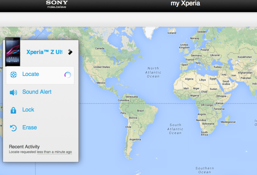 Layanan My Xperia yang bisa diakses dari web