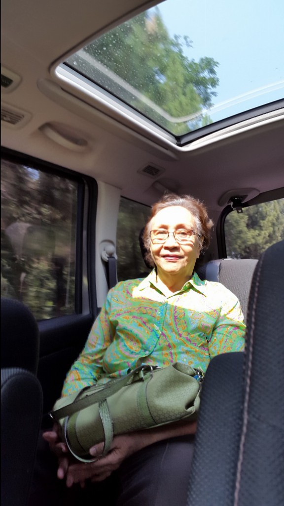 Nyokap jadi tamu VIP, menikmati matahari dari sunroof :)