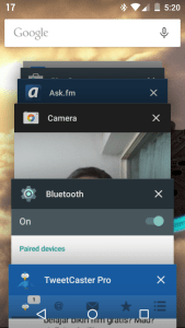 Tampilan multiple apps. App bisa diclose dan dipilih di sini.